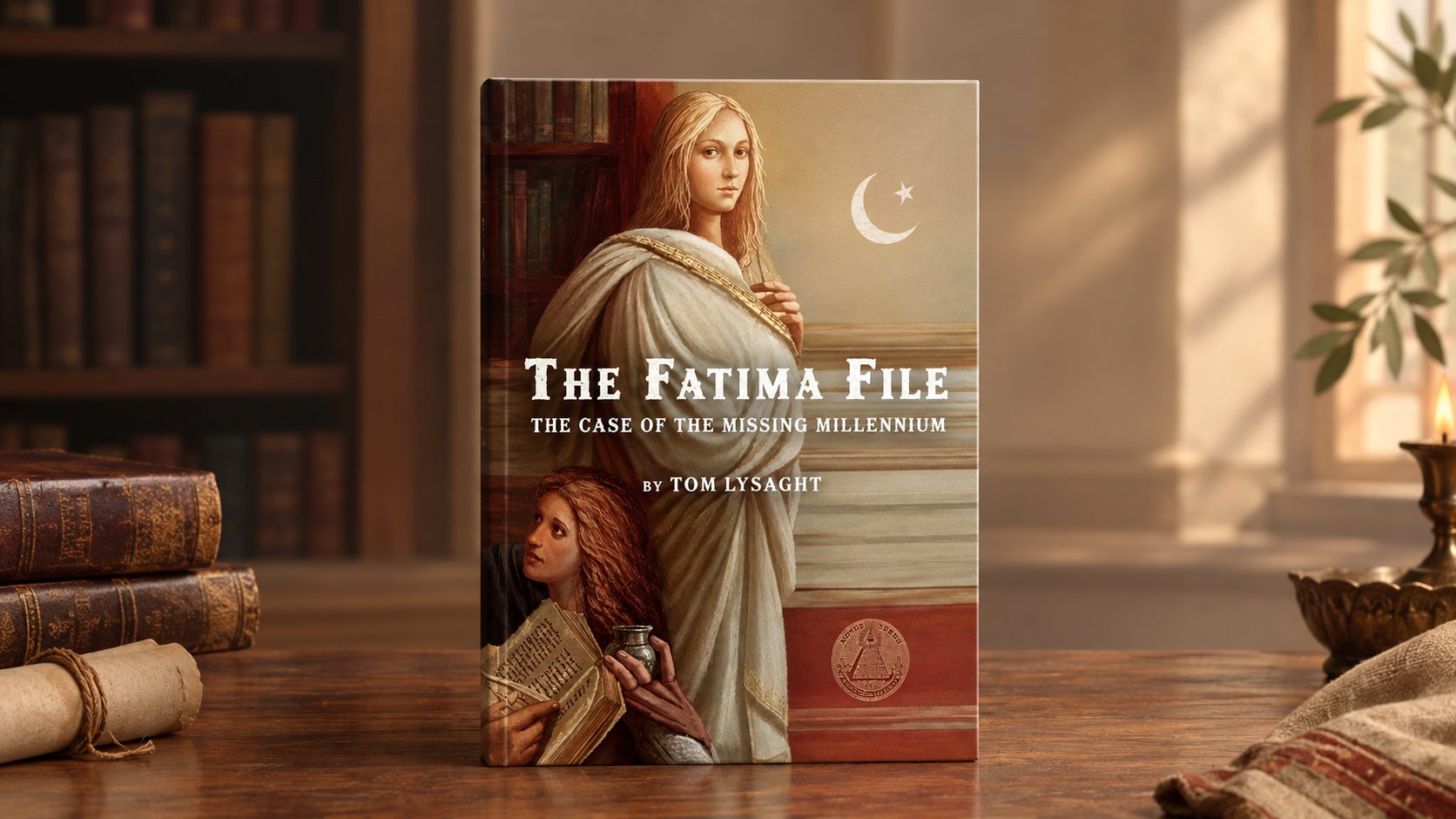 The Fatima File in a cinematic library setting